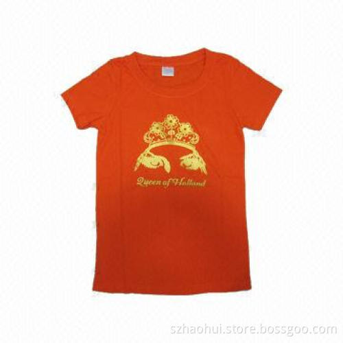 Women's Slim Fit T-shirt with Golden Foil Print, XS-3XL Sizes